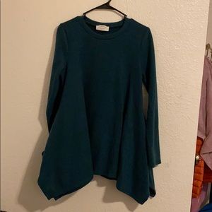 Emerald green sweater tunic w/pockets